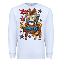 White red white moo farm animals 4th of july Premium Sweatshirt - LillyAllenDesigns