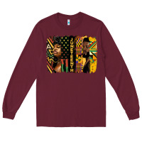 Burgundy juneteenth brush stroke Long Sleeve Tee - HRA Design Shop