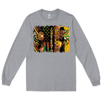 Heather Grey juneteenth brush stroke Long Sleeve Tee - HRA Design Shop