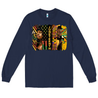Navy juneteenth brush stroke Long Sleeve Tee - HRA Design Shop