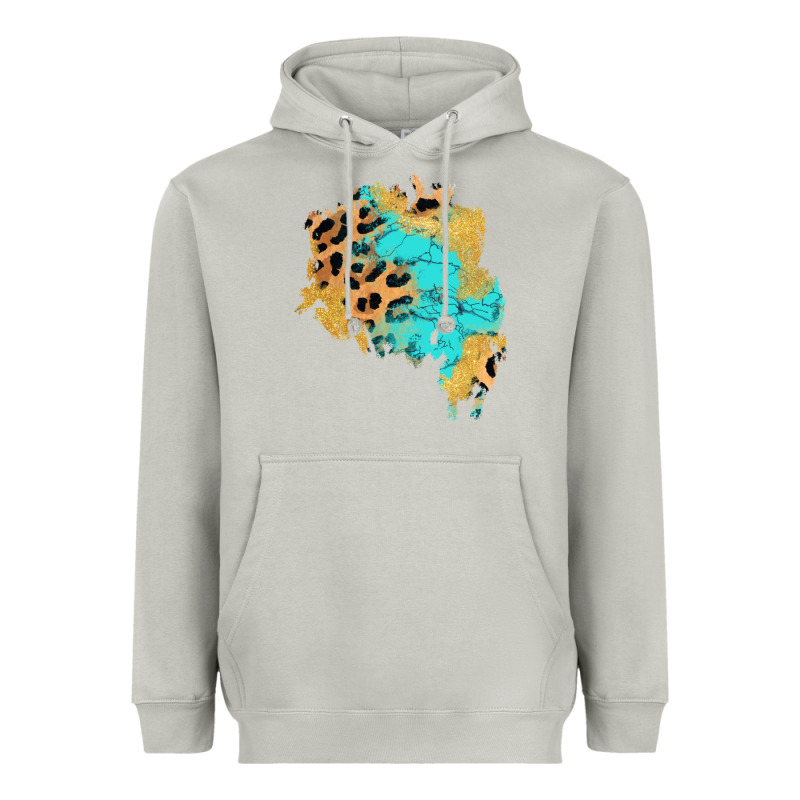 Glitter Leopard Turquoise Patch Heavyweight Hoodie by AdoDesignShop | Teevron