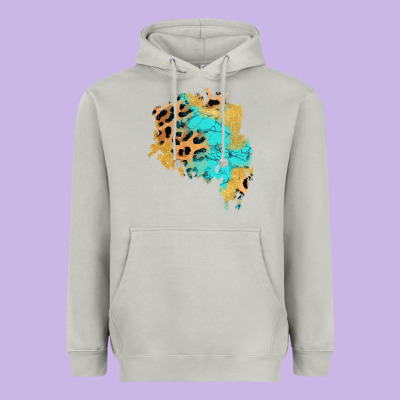 Glitter Leopard Turquoise Patch Heavyweight Hoodie Designed By Adodesignshop