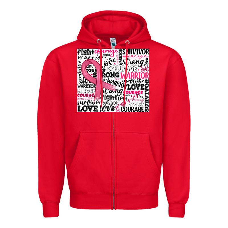 Breast Cancer Ribbon Zipper Hoodie by JahusDesignShop | Teevron