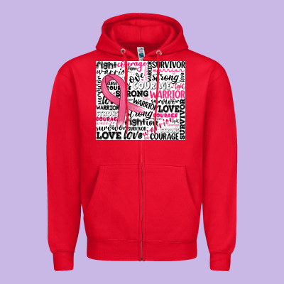 Breast Cancer Ribbon Zipper Hoodie Designed By Jahusdesignshop