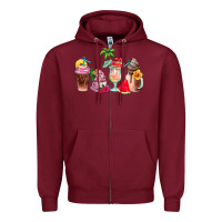 Burgundy summer coffee cups Zipper Hoodie - AdoDesignShop