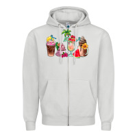 Dove Grey summer coffee cups Zipper Hoodie - AdoDesignShop