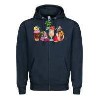 Navy summer coffee cups Zipper Hoodie - AdoDesignShop