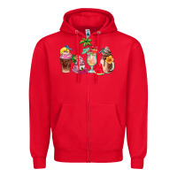 Red summer coffee cups Zipper Hoodie - AdoDesignShop