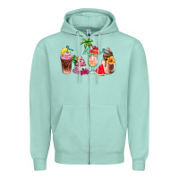 Seafoam summer coffee cups Zipper Hoodie - AdoDesignShop