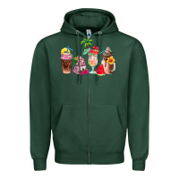 Sports Green summer coffee cups Zipper Hoodie - AdoDesignShop
