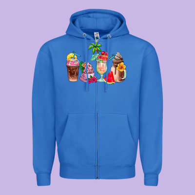 Summer Coffee Cups Zipper Hoodie Designed By Adodesignshop