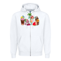 White summer coffee cups Zipper Hoodie - AdoDesignShop