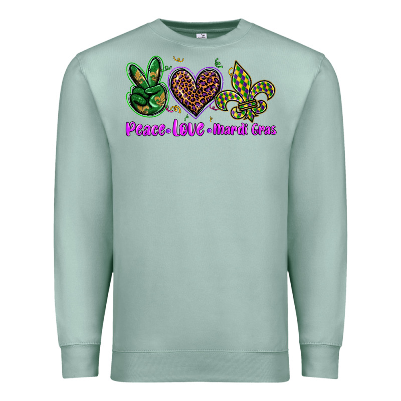 Peace Love Mardi Gras Premium Sweatshirt by BarkalooDesign | Teevron
