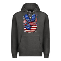 Charcoal Heather peace 4th july Premium Hoodie - NancyCooperArtShop