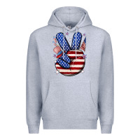 Heather Grey peace 4th july Premium Hoodie - NancyCooperArtShop