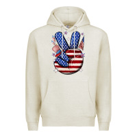 Oatmeal Heather peace 4th july Premium Hoodie - NancyCooperArtShop