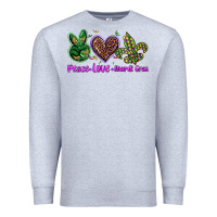 Heather Grey peace love mardi gras Premium Sweatshirt - BarkalooDesign