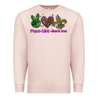 Pale Pink peace love mardi gras Premium Sweatshirt - BarkalooDesign