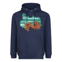Navy wood leather patch Heavyweight Hoodie - AdoDesignShop