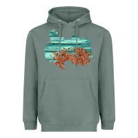 Sage wood leather patch Heavyweight Hoodie - AdoDesignShop