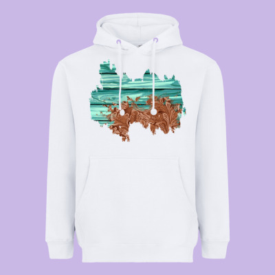 Wood Leather Patch Heavyweight Hoodie Designed By Adodesignshop