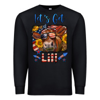 Black let's get lit 4th of july cow Premium Sweatshirt - LillyAllenDesigns
