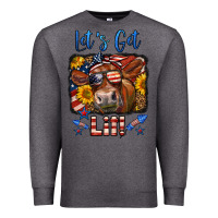Charcoal Heather let's get lit 4th of july cow Premium Sweatshirt - LillyAllenDesigns