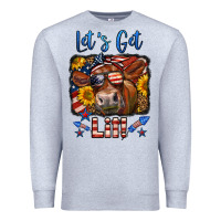 Heather Grey let's get lit 4th of july cow Premium Sweatshirt - LillyAllenDesigns
