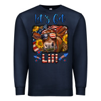 Navy let's get lit 4th of july cow Premium Sweatshirt - LillyAllenDesigns