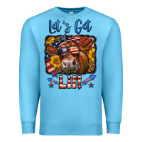 Ocean Blue let's get lit 4th of july cow Premium Sweatshirt - LillyAllenDesigns