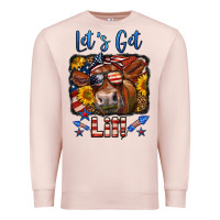 Pale Pink let's get lit 4th of july cow Premium Sweatshirt - LillyAllenDesigns