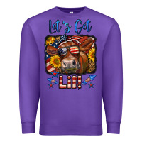 Purple let's get lit 4th of july cow Premium Sweatshirt - LillyAllenDesigns