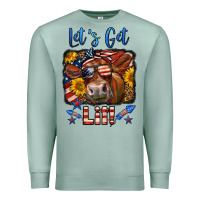Seafoam let's get lit 4th of july cow Premium Sweatshirt - LillyAllenDesigns