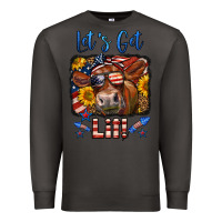 Smoke let's get lit 4th of july cow Premium Sweatshirt - LillyAllenDesigns