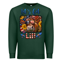 Sports Green let's get lit 4th of july cow Premium Sweatshirt - LillyAllenDesigns