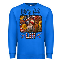 True Royal let's get lit 4th of july cow Premium Sweatshirt - LillyAllenDesigns