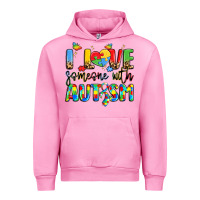 Fuchsia Pink i love someone with autism Urban Hoodie - LillyAllenDesigns