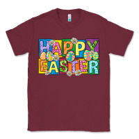 Burgundy happy easter with eggs Classic Tee - Neo Western