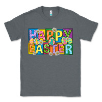 Charcoal Heather happy easter with eggs Classic Tee - Neo Western