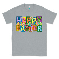 Heather Grey happy easter with eggs Classic Tee - Neo Western