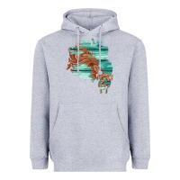Heather Grey wood leather patch Heavyweight Hoodie - AdoDesignShop