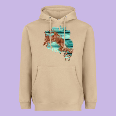 Wood Leather Patch Heavyweight Hoodie Designed By Adodesignshop