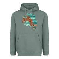 Sage wood leather patch Heavyweight Hoodie - AdoDesignShop