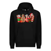 Black christmas tree cake and coffee cups ado Premium Hoodie - AdoDesignShop