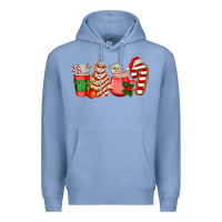 Colony Blue christmas tree cake and coffee cups ado Premium Hoodie - AdoDesignShop