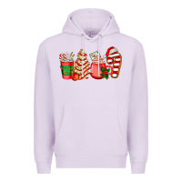 Lilac christmas tree cake and coffee cups ado Premium Hoodie - AdoDesignShop