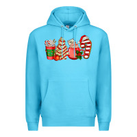 Ocean Blue christmas tree cake and coffee cups ado Premium Hoodie - AdoDesignShop