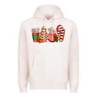 Pale Pink christmas tree cake and coffee cups ado Premium Hoodie - AdoDesignShop