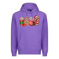 Purple christmas tree cake and coffee cups ado Premium Hoodie - AdoDesignShop