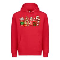Red christmas tree cake and coffee cups ado Premium Hoodie - AdoDesignShop